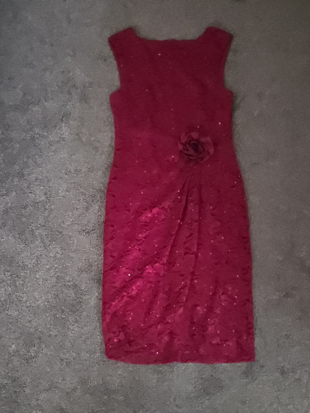 Maroon Red Cocktail Dress With Rose Embellishment